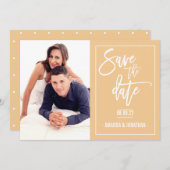 Parelmoer Sinaasappel en Bruiloft Wit Save the Dat Save The Date (Voorkant / Achterkant)