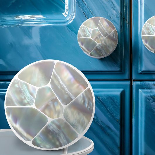 Parelmoer - Voronoi Cells Mosaic Keramische Knop