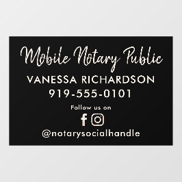 Parelroze sociale mobiele notaris modern zwart raamsticker