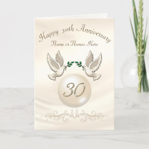Parels 30e trouwjubileumkaarten, gepersonaliseerd kaart