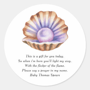 Parels Baby Shower - Gebedskaarslabel Ronde Sticker