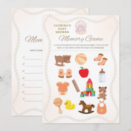 Parels baby shower spel - bewerkbare naam, 5x7 kaart