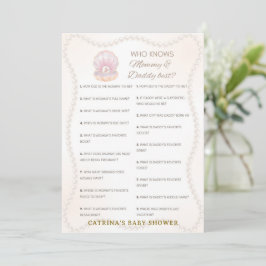 Parels baby shower spel - Bewerkbare naam, 5x7 Kaart