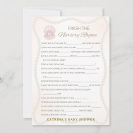 Parels baby shower spel - bewerkbare naam, 5x7 kaart