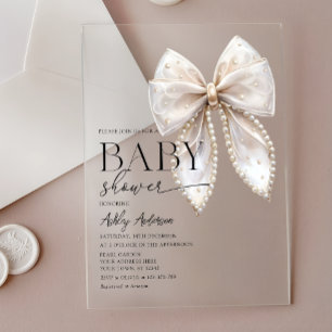 Parels Baby Shower Uitnodiging voor Meisje Acryl Uitnodigingen