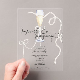 Parels, bloemblaadjes + Prosecco | Pearl Vrijgezel Acryl Uitnodigingen