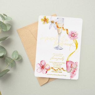 Parels, bloemblaadjes + Prosecco   Petals Vrijgeze Folie Uitnodiging