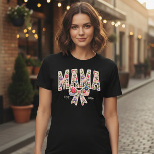 Parels Bloemige Mama Varsity Moderne Vrouwelijkhei T-shirt