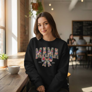 Parels Bloemrijke Varsity Mama Feminiene Stijl Trui