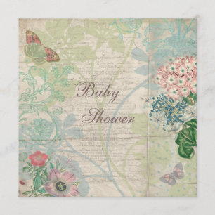 Parels en Lace Shabby Chic-Baby shower Kaart