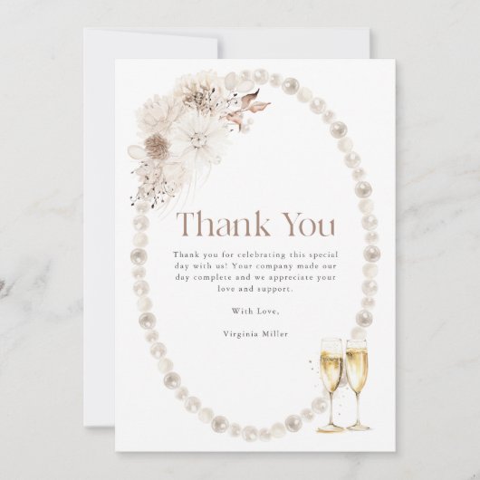 Parels en Prosecco Bedankkaart (Voorkant)