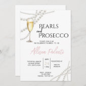 Parels en Prosecco Bridal Shower Uitnodiging (Voorkant / Achterkant)