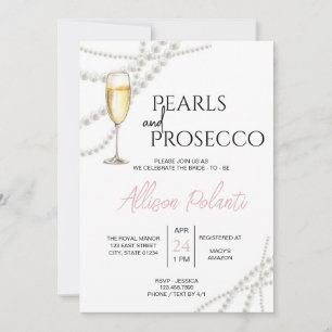 Parels en Prosecco Bridal Shower Uitnodiging