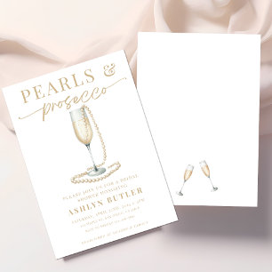 Parels en Prosecco Bridal Shower Uitnodiging