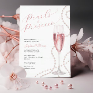Parels en Prosecco Bridal Shower Uitnodiging