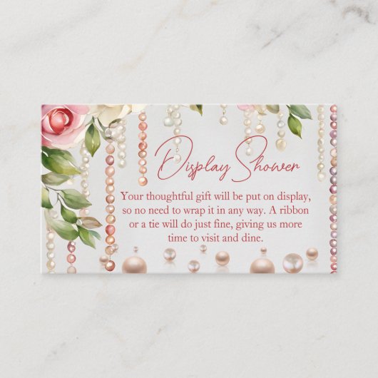 Parels en prosecco bruids display douche informatiekaartje (Voorkant)