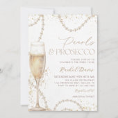 Parels en Prosecco bruidsdouche uitnodiging, peer Kaart (Voorkant)