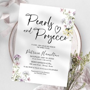 Parels en Prosecco Bruidsuitnodiging  Kaart