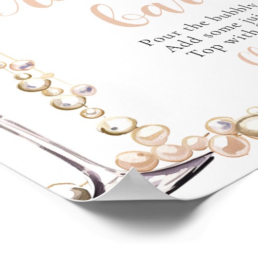 Parels en Prosecco Champagne Bar teken Poster (Hoek)