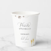 Parels en Prosecco Champagne Thema Vrijgezellenfee Papieren Bekers (Voorkant)