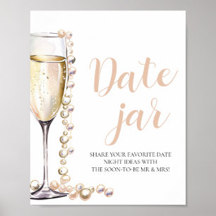 Parels en Prosecco Date Night Ideeën Datum Jar Sig Poster