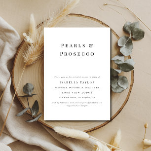 Parels en Prosecco Eenvoudig modern Vrijgezellen Kaart