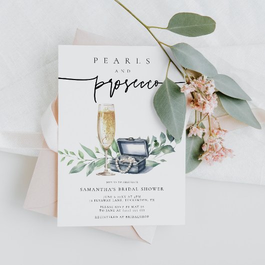 Parels en Prosecco Elegant Goud Vrijgezellenfeest Kaart