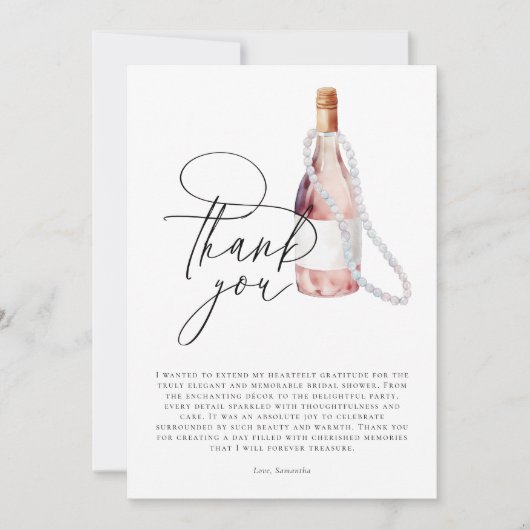 Parels en Prosecco Elegant Vrijgezellenfeest Bedankkaart (Voorkant)