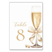 Parels en Prosecco Gold Bow Tafelnummers (Voorkant)