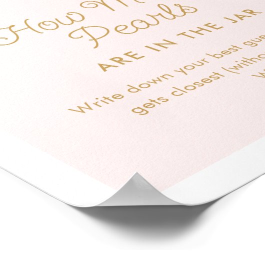 Parels en Prosecco Hoeveel Parels Spel Poster (Hoek)