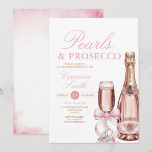Parels en Prosecco Ketting Bow Vrijgezellenfeest Kaart