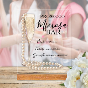 Parels en Prosecco Mimosa Bruidsfeest Acryl Bord