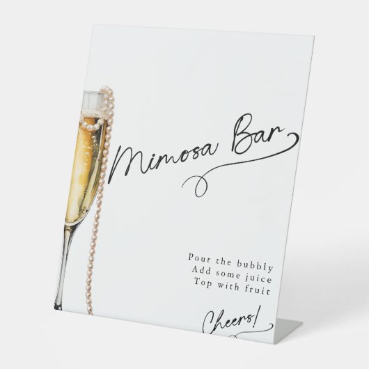 Parels en Prosecco minimale moderne Mimosa bar Reclamebord Met Voetstuk (Voorkant)