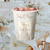 Parels en Prosecco Modern Elegant Vrijgezellenfees Papieren Bekers