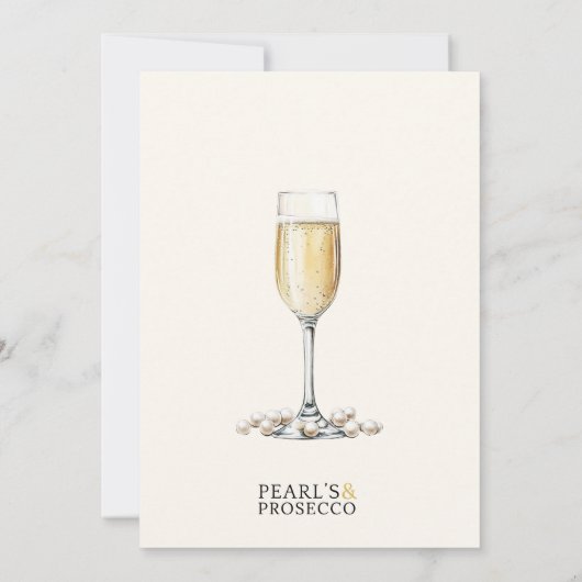 Parels en Prosecco Modern Minimal Kaart (Achterkant)