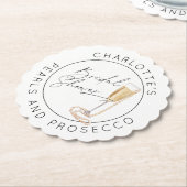 Parels en Prosecco Modern script Vrijgezellenfeest Kartonnen Onderzetters (Gekanteld)