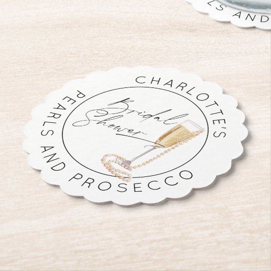 Parels en Prosecco Modern script Vrijgezellenfeest Kartonnen Onderzetters (Gekanteld)