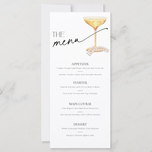 Parels en Prosecco Neutraal Bruids Brunch Bar Menu (Voorkant)
