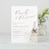 Parels en Prosecco Neutral Script-Vrijgezellenfees Kaart (Staand voorkant)