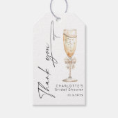 Parels en Prosecco Parel boog bruids Dank u Cadeaulabel (Voorkant)