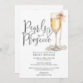 Parels en Prosecco QR code blauw Vrijgezellenfeest Kaart (Voorkant / Achterkant)