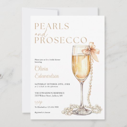 Parels en Prosecco QR Code Vrijgezellenfeest Kaart (Voorkant)
