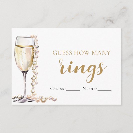 Parels en Prosecco raden hoeveel ringen spel Informatiekaartje (Voorkant)