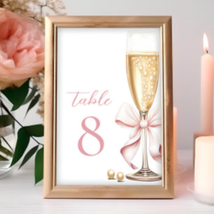 Parels en Prosecco Roze Bow Tafelnummers