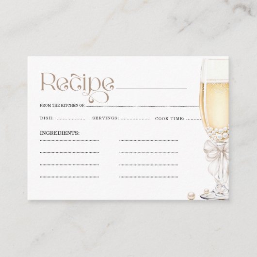 Parels en Prosecco thema Vrijgezellenfeest Recept Informatiekaartje (Voorkant)