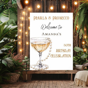 Parels en Prosecco verjaardag welkom Poster