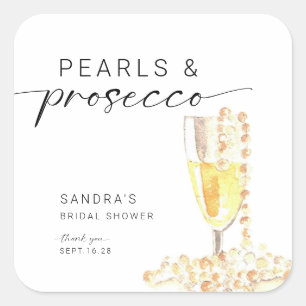 Parels en Prosecco Vrijgezellenfeest Custom Minima Vierkante Sticker