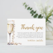 Parels en Prosecco Vrijgezellenfeest Dank u Kaart (Staand voorkant)