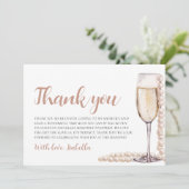 Parels en Prosecco Vrijgezellenfeest Dank u Kaart (Staand voorkant)
