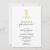 Parels en Prosecco Vrijgezellenfeest Minimal Elega Kaart (Voorkant)